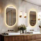 LumiOval LED Anti-Fog Bathroom Mirror – 20 x 31.5 in Modern Lighted Wall Vanity Mirror with Aluminum Frame