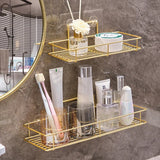 LuxSip Wall-Mounted Cup Holder – Black & Gold | Drill-Free Bathroom Organizer