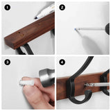 SARIHOSY Black Wooden Wall Rack Modern Wall Hooks for Bathroom, Kitchen, Bedroom & Hallway