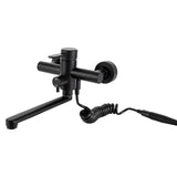 AquaFlex Wall-Mount Kitchen Faucet with Side Sprayer – 360° Swivel, Brushed Stainless Steel