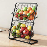 StackEase – Double-Tier Metal Fruit Basket & Removable Storage Rack