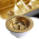 Aurelio Premium Gold Stainless Steel Sink Strainer – 4.5-inch Drain Stopper for Kitchen & Bathroom