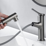 Modern White Pull-Out Bathroom Sink Faucet – Single Handle Brass Basin Mixer