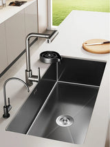 CascadeBlack Luxury Waterfall Undermount Kitchen Sink Set – Black Stainless Steel Single Bowl with Faucet & Soap Dispenser