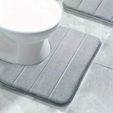 SoftStripe Bathroom U-Shaped Rug – Soft, Non-Slip & Quick-Drying Microfiber Mat
