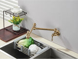Brushed Gold Wall Mount Kitchen Faucet Premium – Single Cold Water Tap | 360° Swivel Spout | Space Saving Design