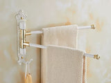 Aurora Brushed Gold Towel Bar – Foldable Aluminum, <20 Inches, Antique Engraved