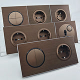 CaffèRetro Vintage Wall Switch & Outlet – Coffee Brown with LED Indicator (110–250V)