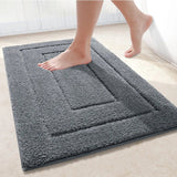 Velveteen Microfiber Bathroom Mat Double Frame Premium – Non Slip Absorbent Rug | Soft Comfort | Quick Dry Floor Mat