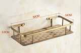 BronzeRoyal Antique Wall Shelf – Solid Brass Soap & Shampoo Basket | Vintage Corner Rack