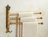 Aurora Brushed Gold Towel Bar – Foldable Aluminum, <20 Inches, Antique Engraved