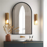 Arched Black Metal Wall Mirror – Modern Decorative Accent for Bathroom, Entryway & Living Room (8-Inch)