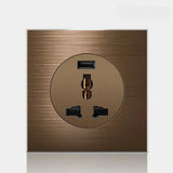 CaffèRetro Vintage Wall Switch & Outlet – Coffee Brown with LED Indicator (110–250V)