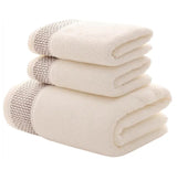 FestiveComfort 3-Piece Luxury Towel Set – 100% Combed Cotton with Jacquard Embroidery