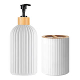BambooZen 3-Piece Bathroom Counter Set – Plastic & Natural Bamboo