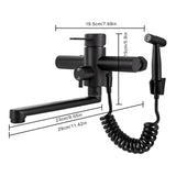 AquaFlex Wall-Mount Kitchen Faucet with Side Sprayer – 360° Swivel, Brushed Stainless Steel