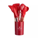 ChefEase – 12-Piece Silicone Kitchen Utensil Set with Wooden Handles