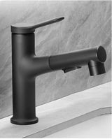 Modern White Pull-Out Bathroom Sink Faucet – Single Handle Brass Basin Mixer