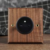 RetroLux Black Walnut Toggle Wall Switch – 1–4 Gang with Brass Lever & Optional USB