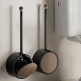 PureClean WallBrush – No-Drill Wall-Mounted Toilet Brush with Long Handle & Wood Finish