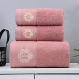 FestiveComfort 3-Piece Luxury Towel Set – 100% Combed Cotton with Jacquard Embroidery