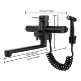 AquaFlex Wall-Mount Kitchen Faucet with Side Sprayer – 360° Swivel, Brushed Stainless Steel