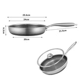 ChefMaster – Stainless Steel Nonstick Frying Pan with Honeycomb Surface & Glass Lid