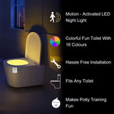 LumiSense RGB Toilet Night Light – Motion Sensor LED with 8/16 Colors