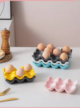 OvoLux Ceramic Egg Holder – 6- & 12-Slot Egg Tray for Kitchen & Refrigerator