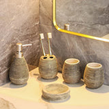 CeramiLux Vintage Bathroom Set – Shower Gel Bottle, Toothbrush Holder & Mouthwash Cup