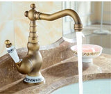 RegalFlow 360° Antique Gold Faucet – Rotating Basin Mixer for Hot & Cold Water