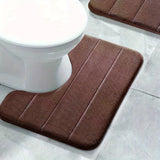 SoftStripe Bathroom U-Shaped Rug – Soft, Non-Slip & Quick-Drying Microfiber Mat