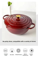 ChefMax 5-Quart Enameled Cast Iron Dutch Oven – Induction-Ready, Non-Stick, Multi-Purpose Cooking Pot (Black / Red)