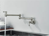 Brushed Gold Wall Mount Kitchen Faucet Premium – Single Cold Water Tap | 360° Swivel Spout | Space Saving Design