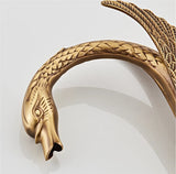 Gold Swan-Shaped Waterfall Bathroom Sink Faucet with Hot and Cold Mixer