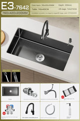 CascadeBlack Luxury Waterfall Undermount Kitchen Sink Set – Black Stainless Steel Single Bowl with Faucet & Soap Dispenser