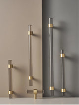Modern Brass & Acrylic Furniture Handle – Transparent, Black or White Decorative Pull with Custom Extension