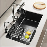 CascadeBlack Luxury Waterfall Undermount Kitchen Sink Set – Black Stainless Steel Single Bowl with Faucet & Soap Dispenser
