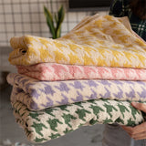 HoundLuxe Vintage Houndstooth Cotton Face Towel – Skin-Friendly, Absorbent & Elegant