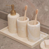 Travella Travertine Bathroom Set – Luxury Stone Soap Dispenser & Bathroom Organizer