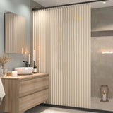 Magneto Foldable Shower Curtain – Magnetic Hem, Waterproof Linen-Style Design with Hooks