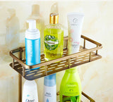 BronzeRoyal Antique Wall Shelf – Solid Brass Soap & Shampoo Basket | Vintage Corner Rack