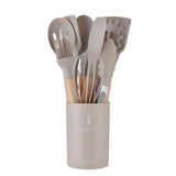 ChefEase – 12-Piece Silicone Kitchen Utensil Set with Wooden Handles