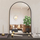 Arched Black Metal Wall Mirror – Modern Decorative Accent for Bathroom, Entryway & Living Room (8-Inch)