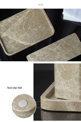 ImperialMarble Emperador Light Bathroom Set – 7-Piece Luxury Natural Marble Collection