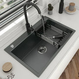 StainlessPro KI-5545 Single-Bowl Stainless Steel Kitchen Sink with Faucet and Drain