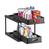 SlideEase 2-Tier Pull-Out Cabinet Organizer – Expandable Under-Sink Storage with Baskets, Hooks & Cup System