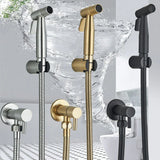 AquaClean Black Bidet Faucet – Stainless Steel Wall-Mounted WC Shower Sprayer (Shattaf Set)