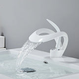 AquaLuxe Waterfall Faucet – Modern White Design with Warm & Cold Water Control