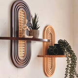 BohemiaCraft Handmade Rattan Wall Shelf – Boho Wooden Decor & Practical Organizer
